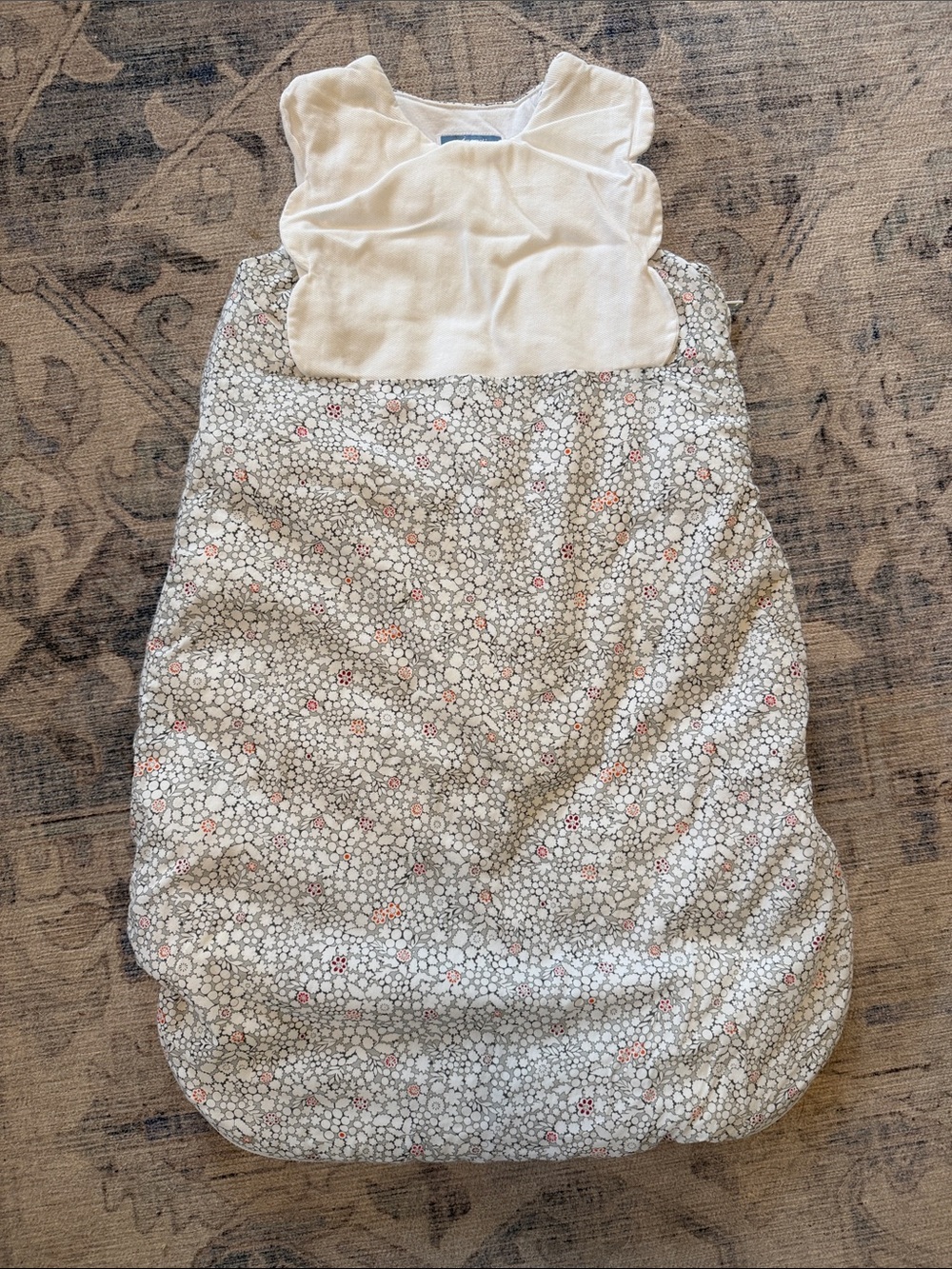 Jacadi White Top Floral Gray and Pink Baby sleep sack 0-6M
